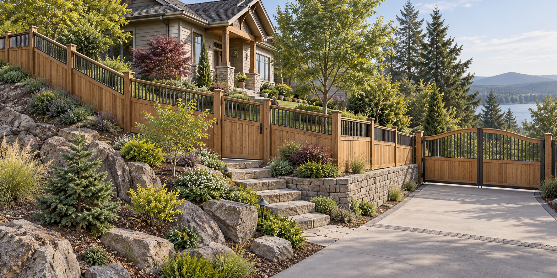 A fence installation scope includes straight runs, corners, gates, terrain changes, and access conditions.
