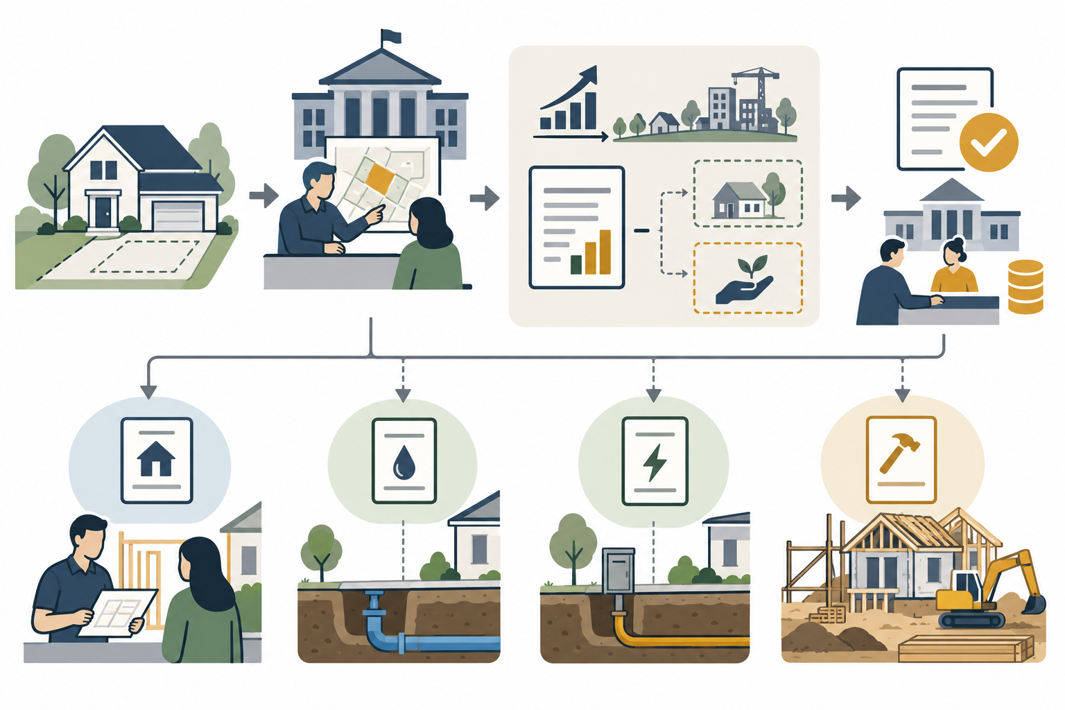 A local authority determines whether a separate growth-related charge applies, distinct from permit fees, utility connections, and physical work.