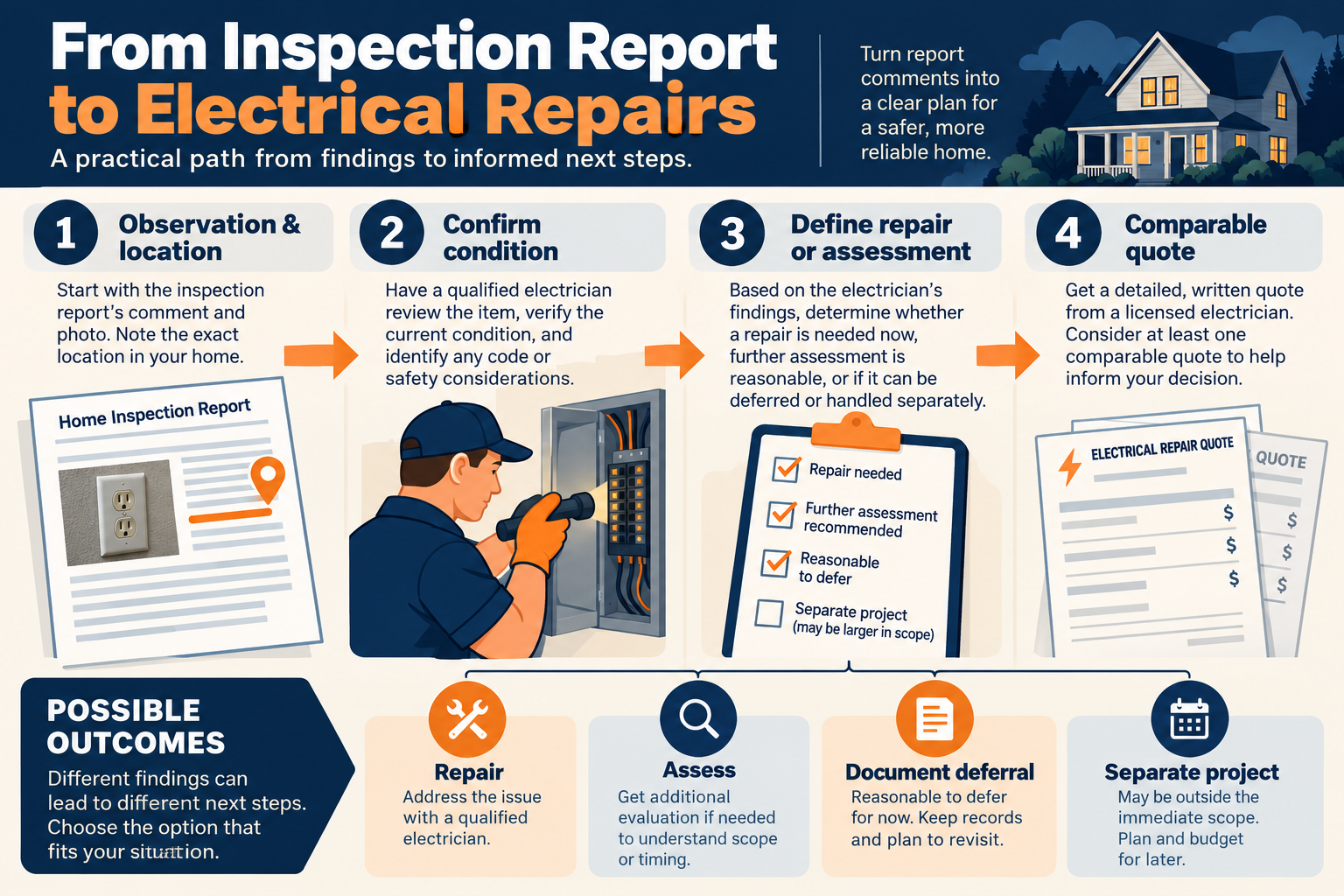 A report observation becomes a useful quote after its location and condition are confirmed and the work is scoped.