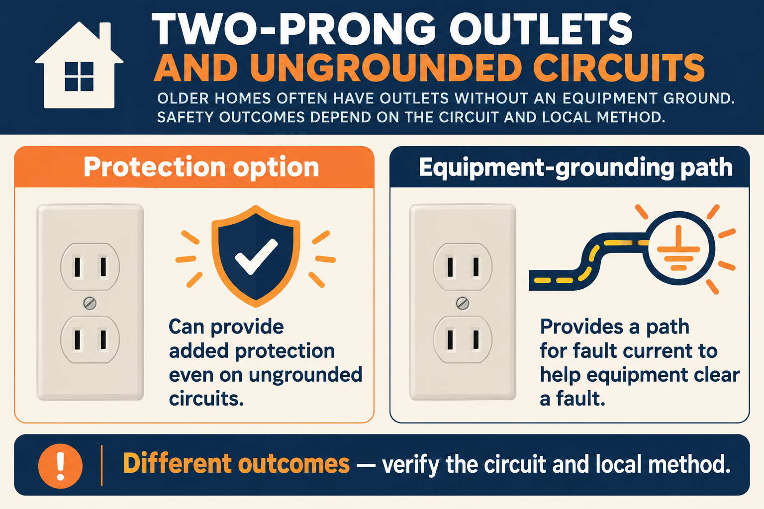A protection option and an equipment-grounding path are different outcomes that require a qualified assessment of the circuit.