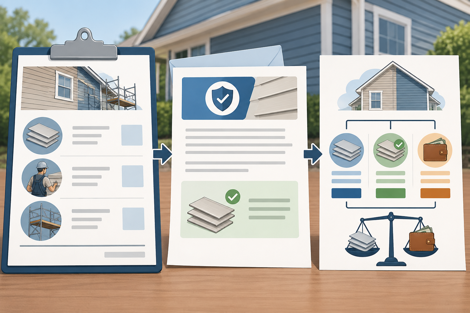 A repair estimate, written warranty decision, and visual breakdown of the confirmed contribution and remaining homeowner balance.