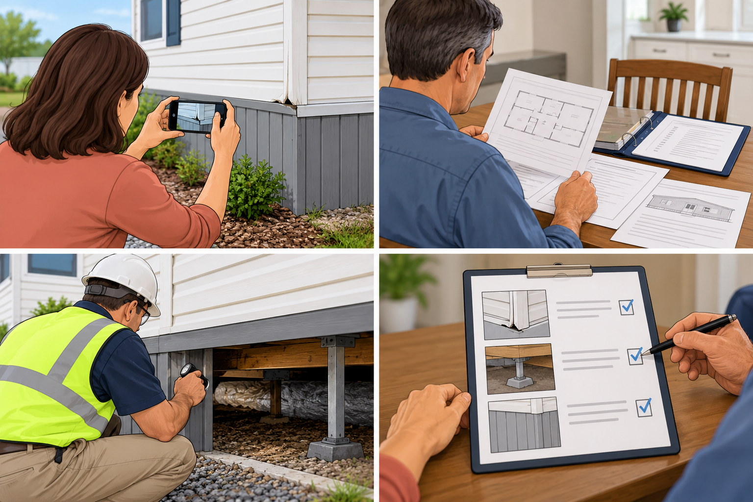 A homeowner documents a symptom, reviews project records, and works with a qualified inspector on a written assessment.